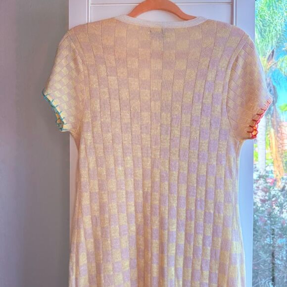 YanYan Knits Cap Sleeve Maxi Dress with Cloud in Checkered Yellow & Tan size M - Picture 8 of 16